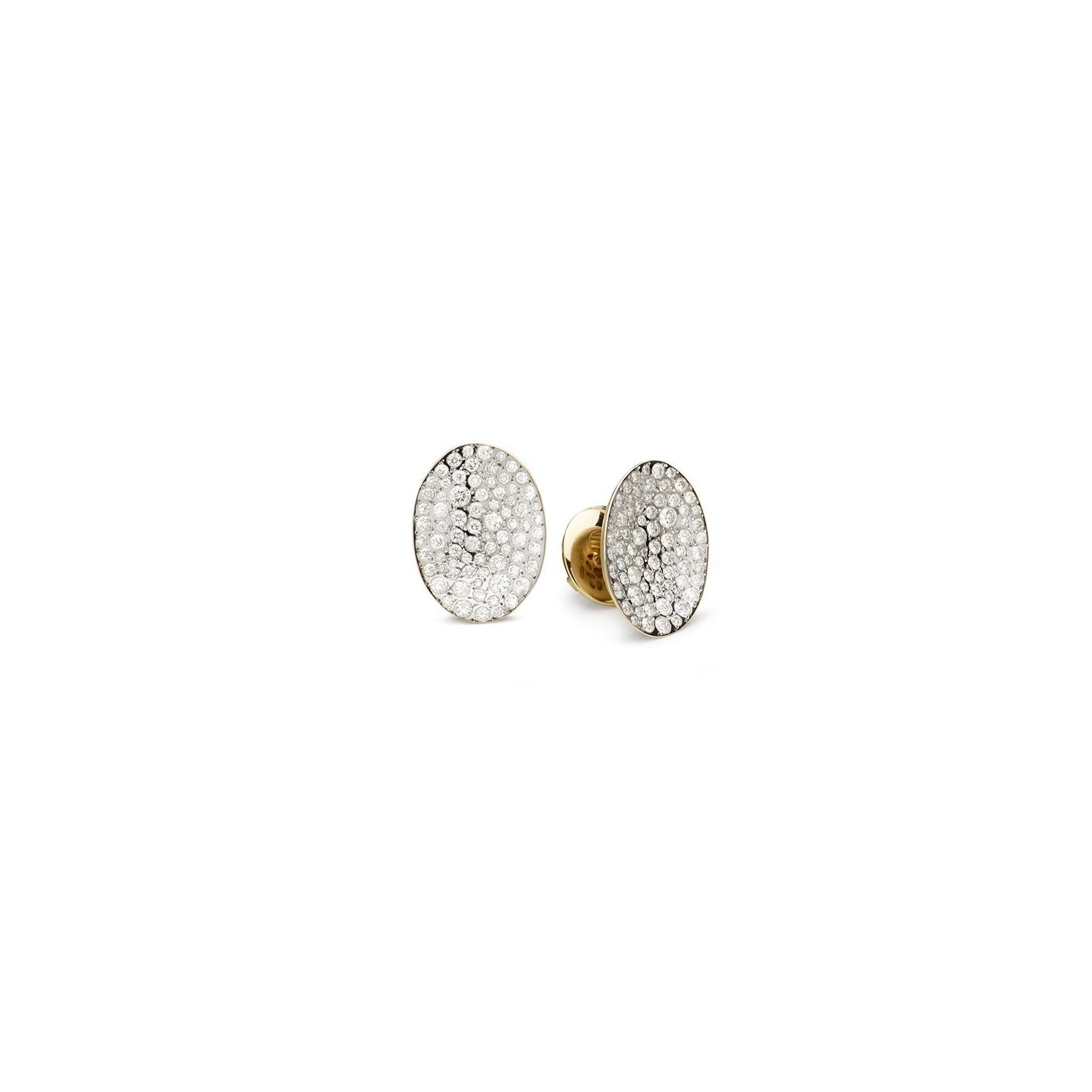 Antonini - Etna collection lobe earrings white matt gold and diamonds pavé