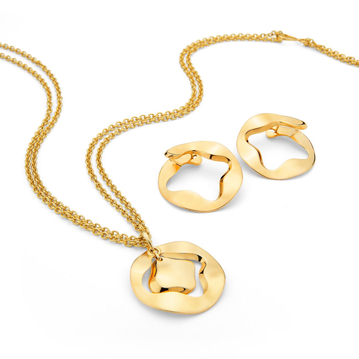Antonini Anniversary100 collection ring, necklace and earring yellow gold